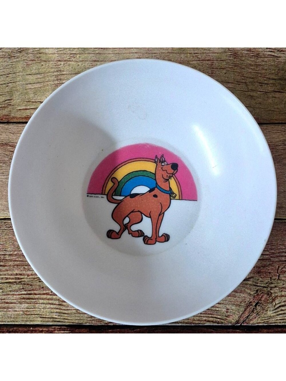Vintage 1972 Scooby-Doo White Rainbow Melamine Bowl - Original HBP Inc 5.75"